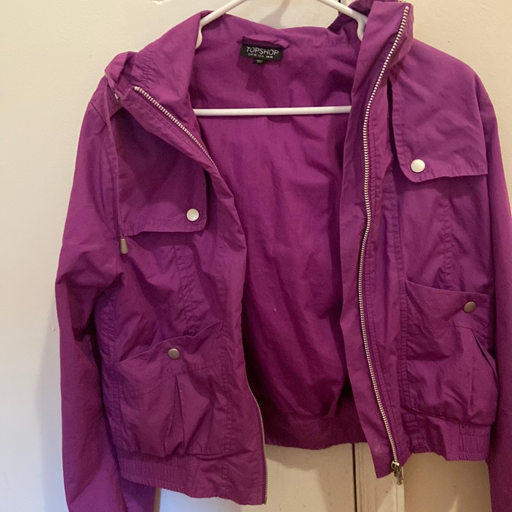 Topshop Light Zip Up Jacket Bright Purple